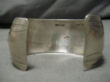Magnificent Vintage Native American Navajo Large Turquoise Sterling Silver Convex Bracelet-Nativo Arts