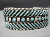 Dynamic Vintage Zuni Turquoise Sterling Silver Bracelet Old Native American-Nativo Arts