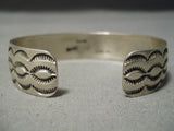 Detailed Hand Tooled!! Vintage Native American Navajo Sterling Silver Bracelet Old-Nativo Arts