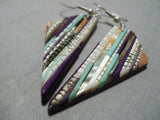 One Of The Best Vintage Santo Domingo Native American Turquoise Inlay Earrings-Nativo Arts