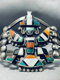 Early Authentic Vintage Native American Zuni Turquoise Knifewing Sterling Silver Bracelet-Nativo Arts