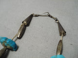 Tremendous Vintage Native American Navajo Turquoise Nugget Sterling Silver Torpedo Necklace-Nativo Arts