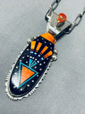Very Intricate Native American Navajo Turquoise Inlay Sterling Silver Necklace-Nativo Arts