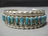 Amazing Vintage Native American Navajo Blue Diamond Turquoise Sterling Silver Bracelet-Nativo Arts