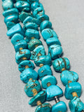 Native American Chunky Vintage Navajo Aqua Turquoise Sterling Silver Heishi Necklace-Nativo Arts