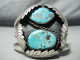 Huge Vintasge Native American Navajo Rare Early Deposit Turquoise Sterling Silver Bracelet-Nativo Arts