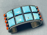 One Of The Most Unique Ever Native American Navajo Squared Turquoise Sterling Silver Bracelet-Nativo Arts
