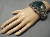 Museum Vivid Spiderweb Turquoise Native American Sterling Silver Bracelet-Nativo Arts