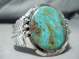 Magnificent Native American Navajo Pilot Mountain Turquoise Sterling Silver Huge Bracelet-Nativo Arts