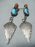 Marvelous Vintage Native American Navajo Sleeping Beauty Turquoise Sterling Silver Earrings Old-Nativo Arts