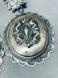 One Of The Most Intricate Native American Navajo Sterling Silver Concho Earrings-Nativo Arts