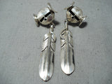 Expressive Navajo Sterling Silver Dangle Earrings Native American-Nativo Arts