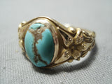 Incredible 14k Gold Vintage Navajo Spiderweb Turquoise Native American Ring-Nativo Arts
