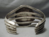 Heavy Vintage Native American Navajo Rare Turquoise Sterling Silver Bracelet Old-Nativo Arts
