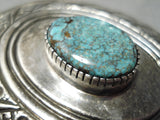 Impressive Vintage Native American Navajo Carico Lake Turquoise Sterling Silver Buckle Or Pendant-Nativo Arts