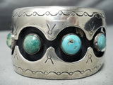 Signed Vintage Native American Navajo Turquoise Snake Eye Sterling Silver Bracelet-Nativo Arts
