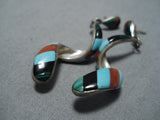 Dramatic Vintage Navajo Sterling Silver Native American Earrings Old-Nativo Arts