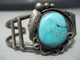 Incredible Vintage Native American Navajo Blue Diamond Turquoise Sterling Silver Bracelet Old-Nativo Arts