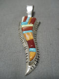 Native American Important Vintage Navajo David Tune Sterling Silver Turquoise Pendant-Nativo Arts