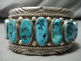 Magnificent Vintage Native American Navajo Turquoise Sterling Silver Cuff Bracelet Old-Nativo Arts