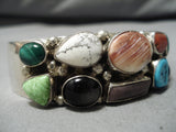 Rare Modernistic Vintage Native American Navajo Turquoise Gaspeite Sterling Silver Bracelet-Nativo Arts