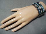Detailed! Authentic Vintage Native American Navajo Zuni Turquosie Lapis Sterling Silver Bracelet-Nativo Arts