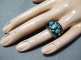 Incredible Vintage Native American Navajo Carico Lake Turquoise Sterling Silver Ring Old-Nativo Arts