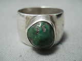 Astonishing Vintage Native American Navajo Cerrillos Turquoise Sterling Silver Ring Old-Nativo Arts