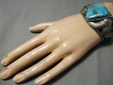 Opulent Vintage Native American Navajo Rare Early Deposit Turquoise Sterling Silver Bracelet-Nativo Arts