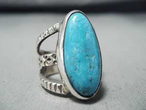 Breathtaking San Felipe Signed Blue Diamond Turquoise Sterling Silver Ring-Nativo Arts