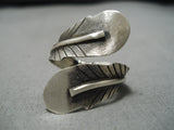 Tremendous Vintage Navajo Feathers Sterling Silver Native American Ring-Nativo Arts