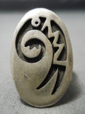 Rare Vintage Native American Hopi Navajo Sterling Silver All Silver Ring-Nativo Arts