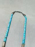 Native American Superb Vintage Santo Domingo Old Kingman Turquoise Sterling Silver Necklace-Nativo Arts