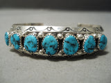 Amazing Vintage Zuni Native American Turquoise Sterling Silver Wave Bracelet-Nativo Arts