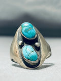 Magnificent Vintage Native American Navajo Kingman Turquoise Sterling Silver Ring-Nativo Arts