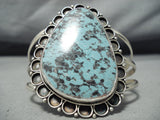 Huge Vintage Native American Navajo Basalt Turquoise Sterling Silver Bracelet-Nativo Arts