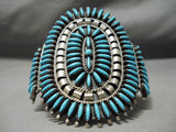 Huge Vintage Native American Navajo Neelde Turquoise Sterling Silver Bracelet-Nativo Arts