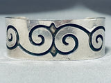 Waving Swirl Vintage Native American Navajo Hand Tooled Sterling Silver Bracelet-Nativo Arts