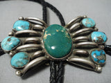 Magnificent Vintage Native American Navajo Damale Bisbee Turquoise Sterling Silver Bolo Tie-Nativo Arts