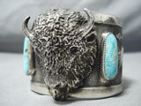 Incredible San Felipe Turquoise Sterling Silver Buffalo Bracelet-Nativo Arts