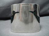 Wide And Heavy Vintage Navajo Turquoise Sterling Silver Native American Bracelet-Nativo Arts