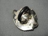 Incredible Vintage Native American Navajo Large Teardrop Turquoise Sterling Silver Ring Old-Nativo Arts
