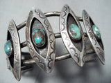 Bisbee Turquoise Vintage Native American Navajo Sterling Silver Bracelet Old-Nativo Arts
