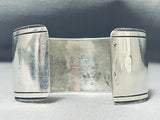 Signed Vintage Wide Native American Navajo Sterling Silver Paw Bracelet-Nativo Arts