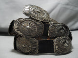 Marvelous Vintage Native American Navajo Hand Wrought Sterling Silver Concho Belt Old-Nativo Arts
