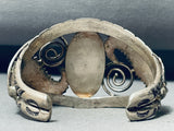 Grand Vintage Native American Navajo Gilbert Mine Turquoise Sterling Silver Bracelet Old-Nativo Arts