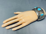 Bigbear Footprints Vintage Native American Navajo Turquoise Sterling Silver Bracelet-Nativo Arts