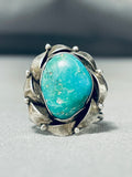 Unique Hallmark Vintage Native American Navajo Turquoise Sterling Silver Leaf Ring-Nativo Arts