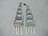Native American Gorgeous Zuni Chandelier Turquoise Sterling Silver Earrings-Nativo Arts