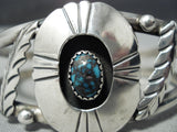Mary Kee Rare Vintage Native American Navajo Bisbee Turquoise Sterling Silver Bracelet Old-Nativo Arts